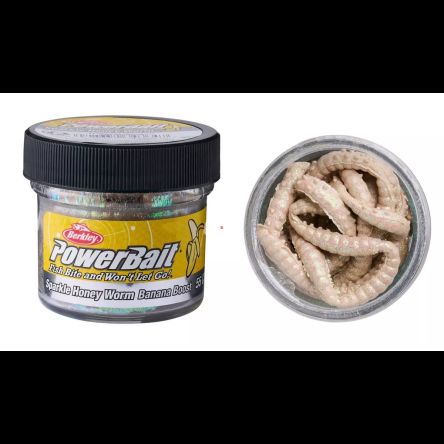 Gumy Berkley PowerBait Sparkle Honey Worm 2.5cm / SŁOIK - BANANA NATURAL / Scales 1596313
