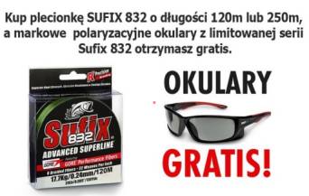 Plecionka Sufix 832 0,20mm 120m fluo 13,50kg + Okulary GRATIS !