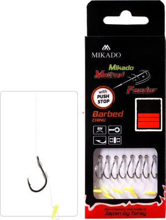 MIKADO PRZYPON MF - Z PUSH STOPEM - hak z zadziorem nr 6 / żyłka: 0.28mm/10cm  HMFB12P-6