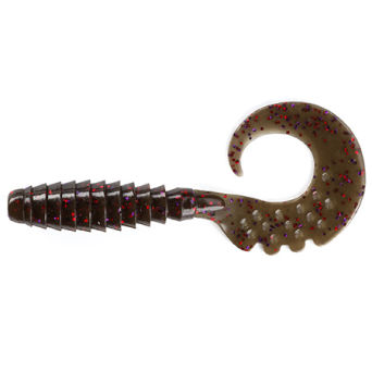 Guma Fishup Fancy Grub 1" 050 Green Pumpkin/ brown&red