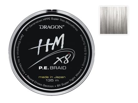 Plecionka Dragon HM x8 0,10mm 135m 9,0kg szara